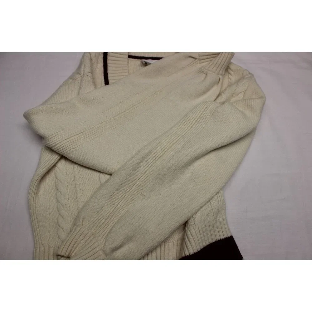 Claudie‎ Pierlot women's cable knit v-neck cricketer preppy pullover sweater 1